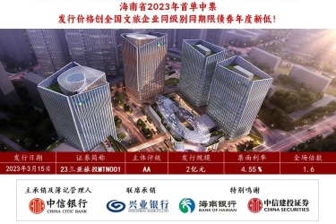 喜报 | 海南省2023年首单中期票据成功发行！