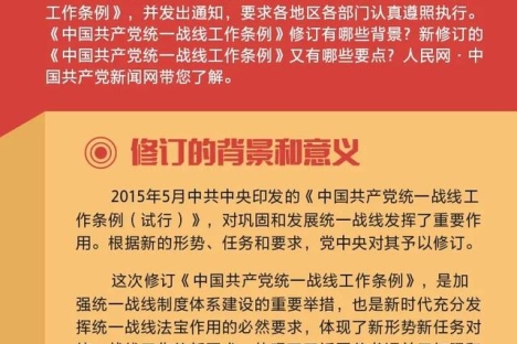 新修订的《中国共产党统一战线工作条例》要点速览